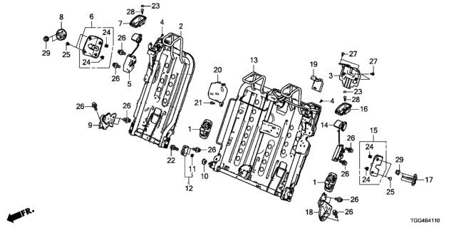 2020 Honda Civic Rear Seat Components Diagram