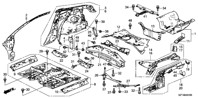 2011 Honda CR-Z Bolt-Washer (10X25) Diagram for 93406-10025-08