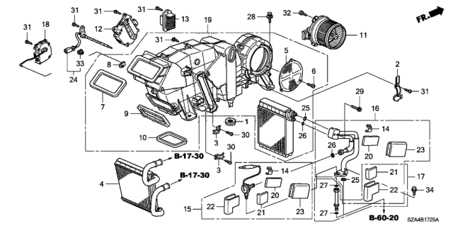 2014 Honda Pilot Rear Heater Unit Diagram
