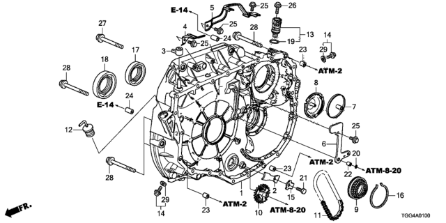 2020 Honda Civic AT Torque Converter Case Diagram