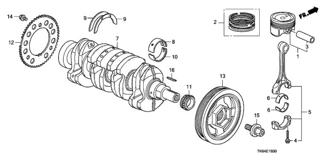 2012 Honda Fit Piston Set (Std) Diagram for 13010-RB1-000