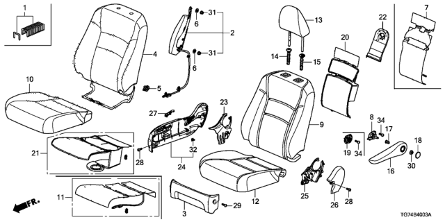 2021 Honda Pilot Armrest Assembly, Front Seat (Deep Black) (Leather) Diagram for 81180-TG7-L31ZA