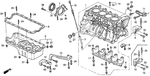1994 Honda Del Sol Stiffener, Engine Diagram for 11950-PM7-010