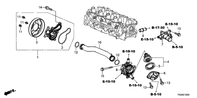 2013 Honda Civic Pulley, Water Pump Diagram for 19224-RW0-003