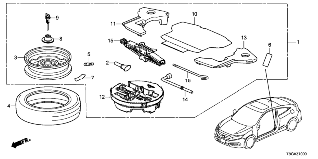 2020 Honda Civic Temporary Wheel Kit Diagram