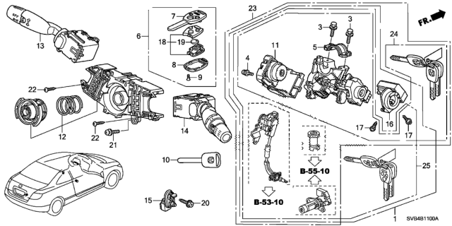 2010 Honda Civic Sensor Assembly, Steering & Body Switch Diagram for 35251-TA0-B11