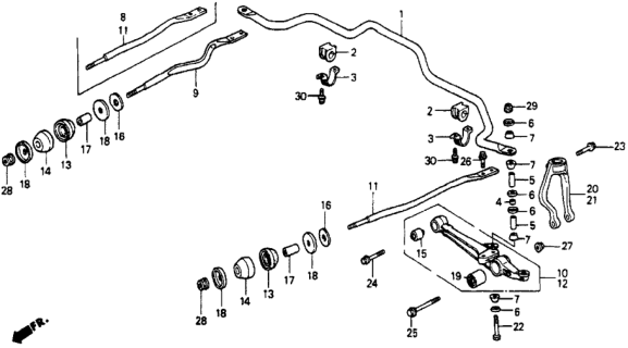 1992 Honda Accord Rod, R. FR. Radius (MT) Diagram for 51352-SM1-A01