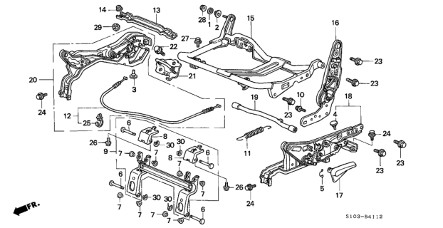 2000 Honda CR-V Adjuster, L. RR. Reclining Diagram for 82630-S10-003