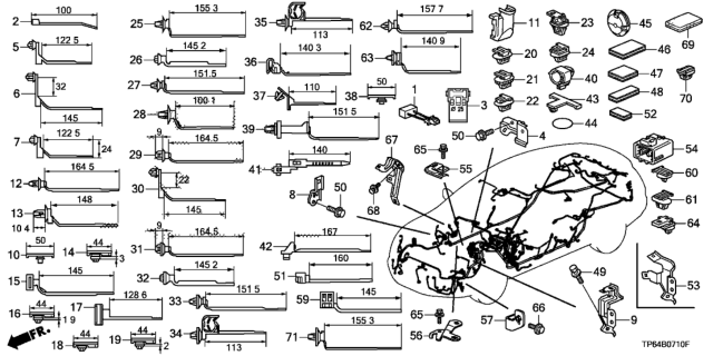 2015 Honda Crosstour Clip, Wire Harness (44MM) (Natural)(W/Seal) Diagram for 91531-S84-003