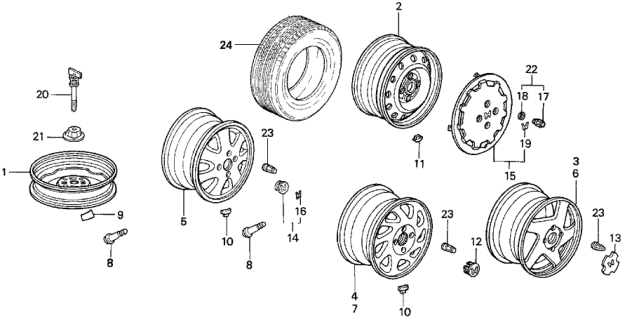 1992 Honda Prelude Tire (P205/55R15) (87V) (M+S) (Michelin) Diagram for 42751-MIC-055