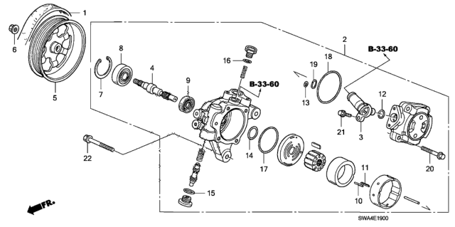 2007 Honda CR-V Pulley, Power Steering Pump Diagram for 56483-RNA-003