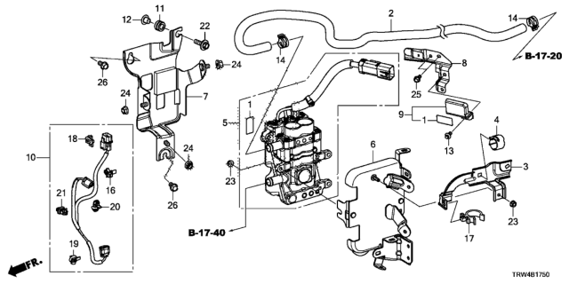 2020 Honda Clarity Plug-In Hybrid Bracket, Heater Hose Diagram for 79729-TRW-A00