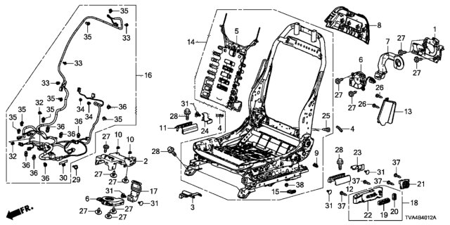 2021 Honda Accord Front Seat Components (Driver Side) (Power Seat) (TS Tech) Diagram