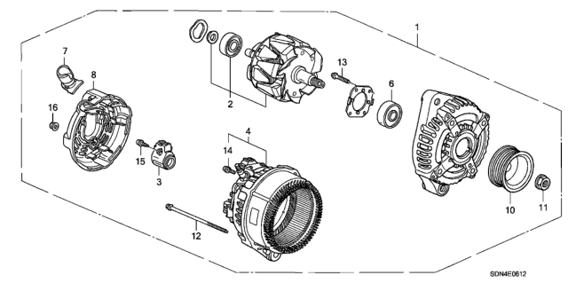 2005 Honda Accord Frame Assembly, Rear Stator Diagram for 31108-RDJ-A01