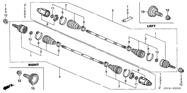 2003 Honda Pilot Driveshaft Assembly, Driver Side Diagram for 42311-S9V-A50
