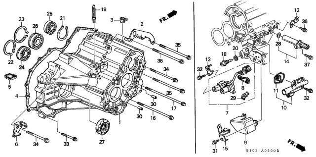 2000 Honda CR-V Bearing, Ball (22X62X15) Diagram for 91003-P24-J01