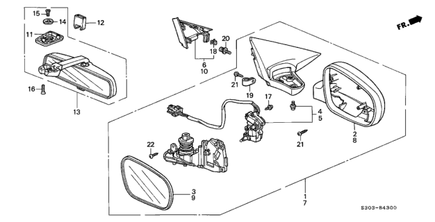 2001 Honda Prelude Cover Set, Passenger Side (Electron Blue Pearl) Diagram for 76201-S04-Y24D8