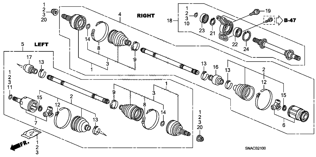 44305-SNA-N01 - Genuine Honda Driveshaft Assy., R.