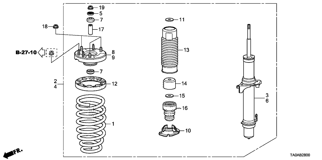 51611 TA0 A02 Genuine Honda Shock Absorber Unit R FR