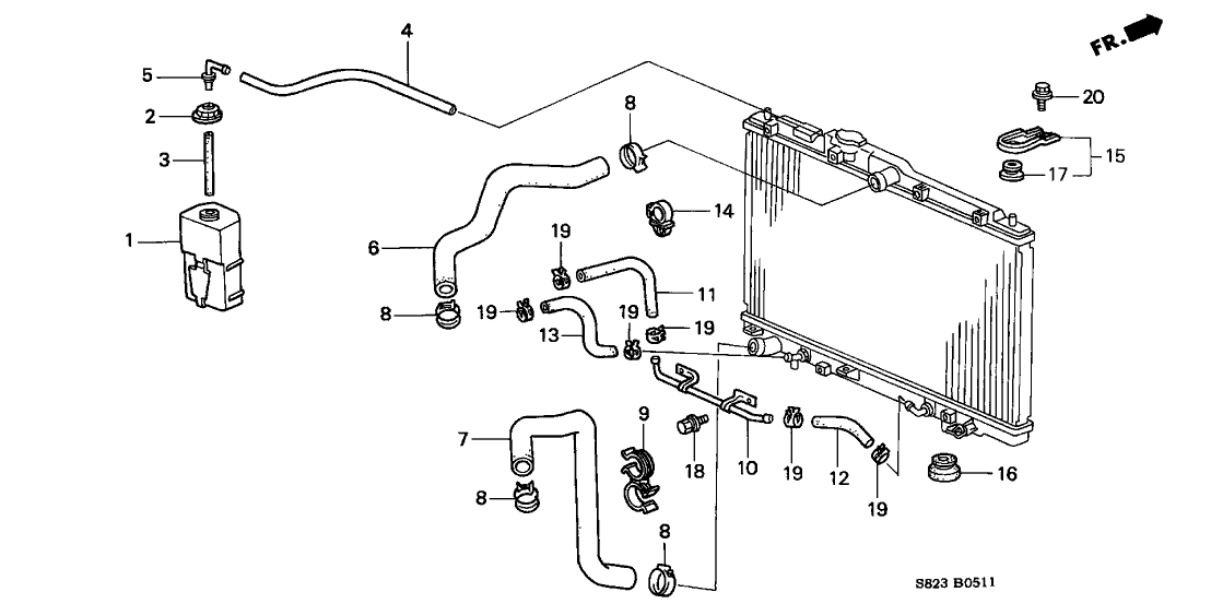 1999 Honda Accord 2 Door EX (V6) KA 4AT Radiator Hose (V6)