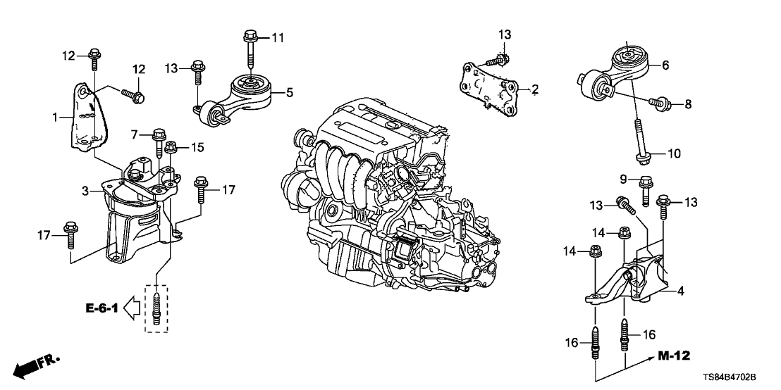 2012 Honda Civic 2 Door SI KA 6MT Engine Mounts (2.4L)