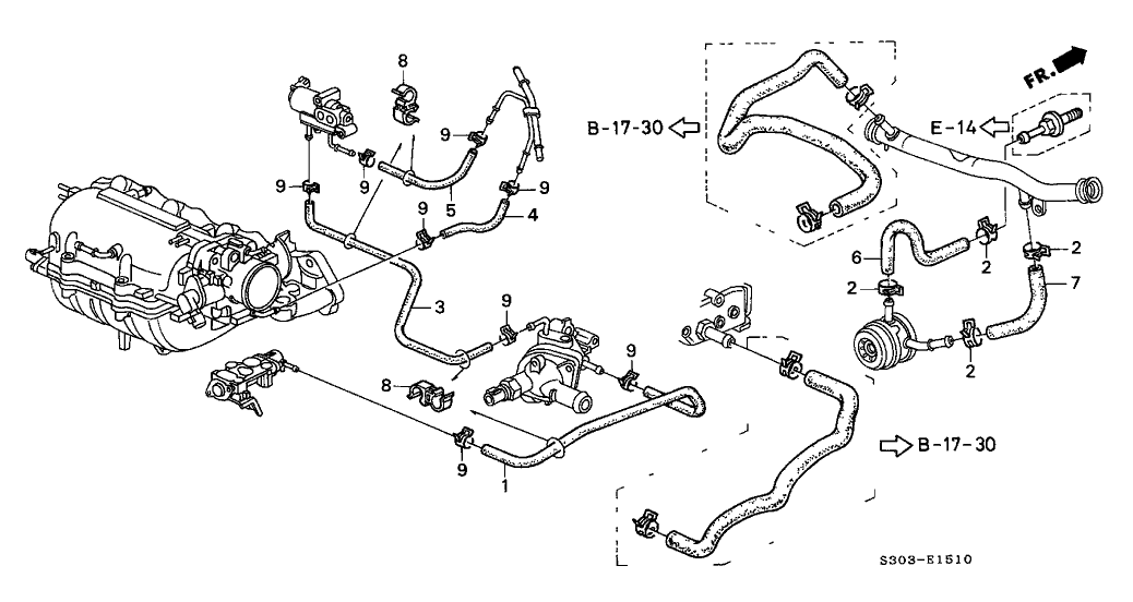 2000 Honda Prelude 2 Door BASE KA 4AT Water Hose