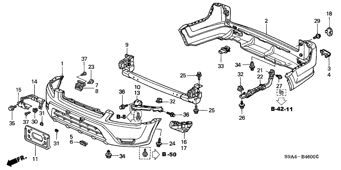 04711S9AA90 Genuine Honda Face, FR. Bumper (DOT)