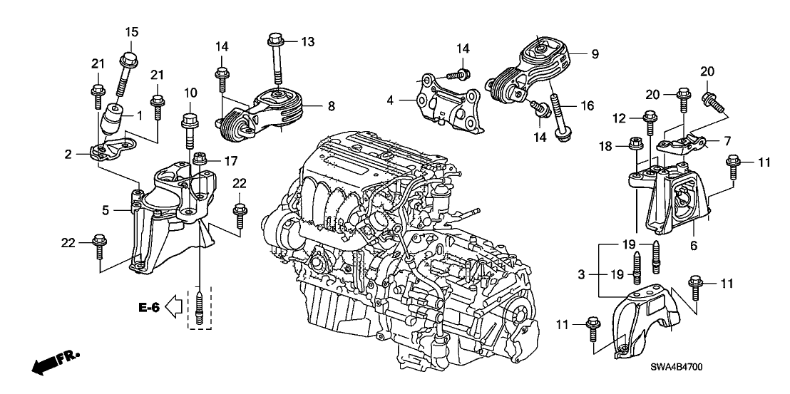 2007 Honda CR-V 5 Door EX (4WD) KA 5AT Engine Mounts