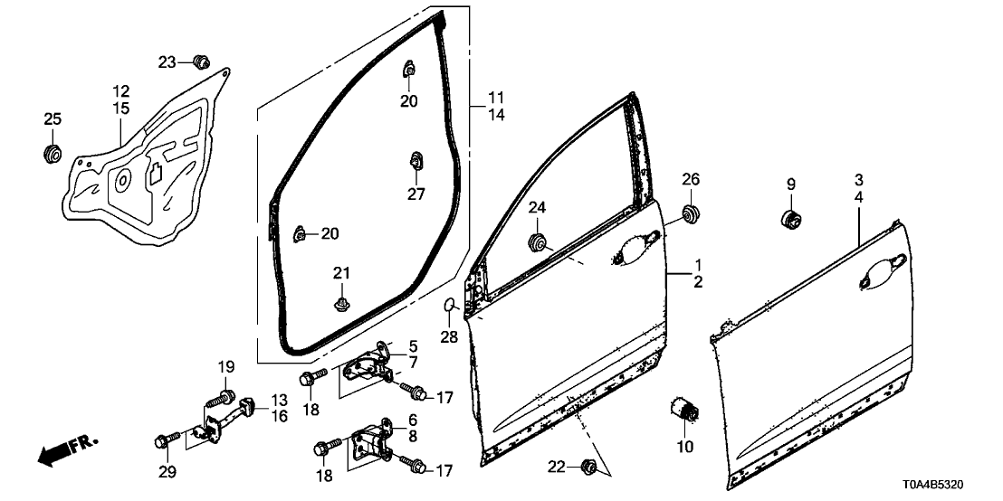 67410-SNE-A01ZZ - Genuine Honda Hinge, R. FR. Door (Upper)