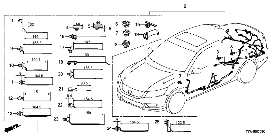 32160-T3W-A01 - Genuine Honda Wire Harness, L. Side