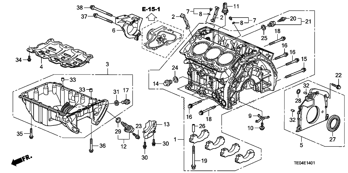 2010 Honda Accord 2 Door EXL-V6 KA 5AT Cylinder Block - Oil Pan (V6)