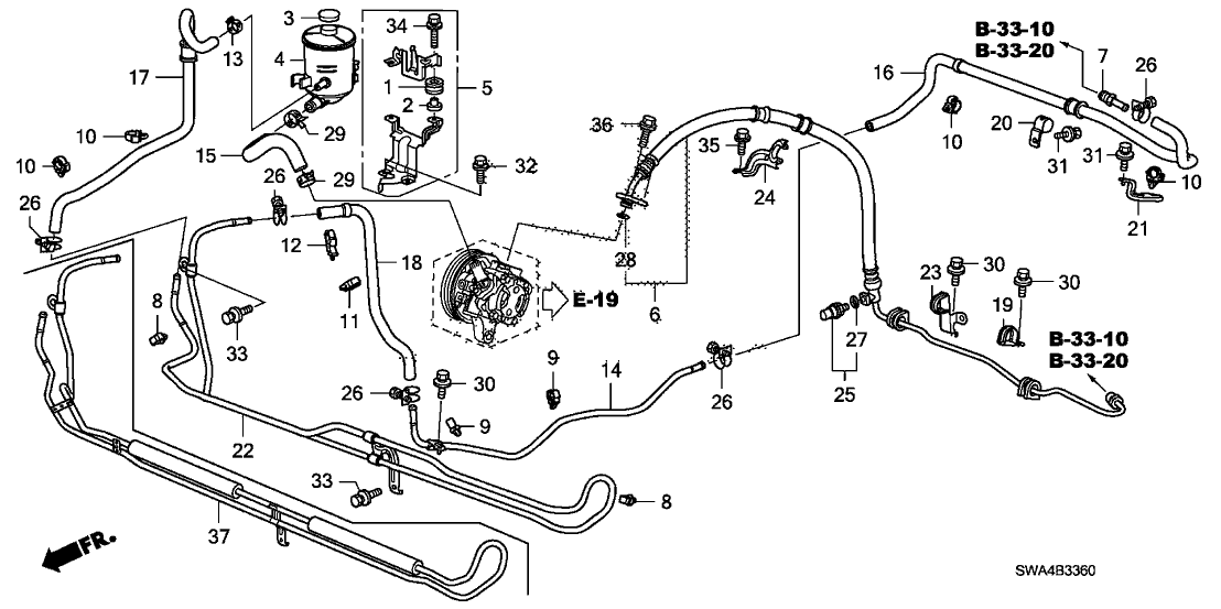 53713SWAA03 Genuine Honda Hose, Power Steering Feed