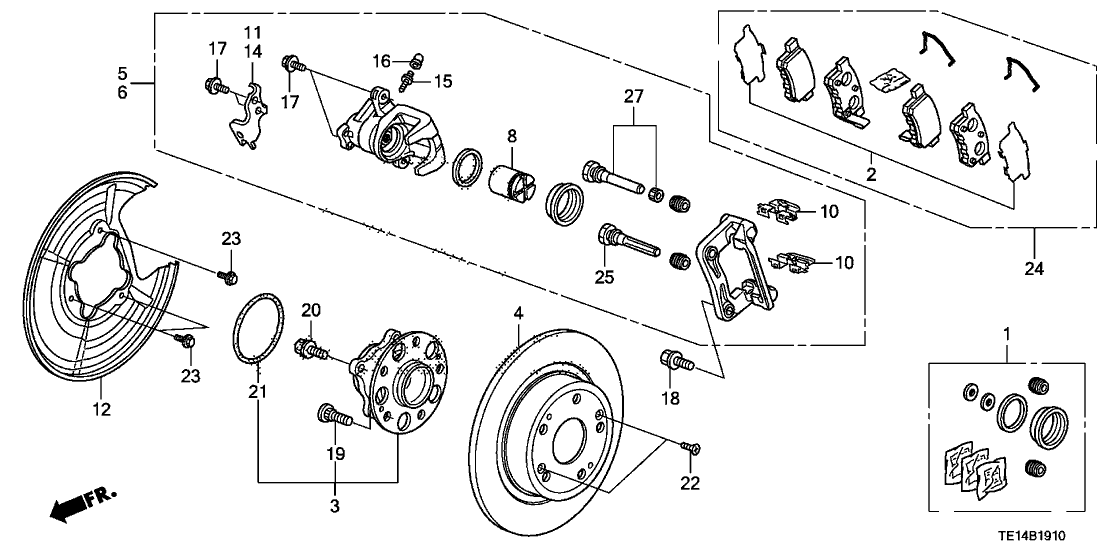 2012 Honda Accord 2 Door EX KA 5AT Rear Brake - Honda Parts Now