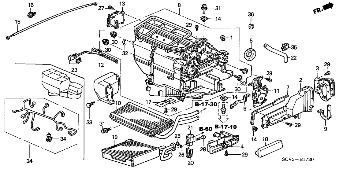 2004 Honda Element 5 Door LX (2WD) KA 4AT Heater Unit