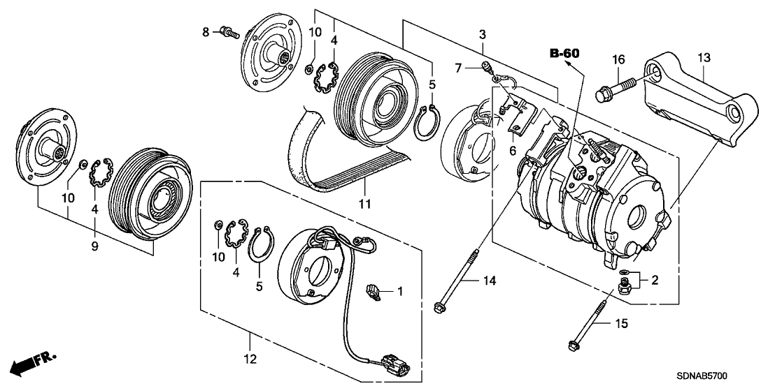 38920-RAA-A03 - Genuine Honda Belt, Compressor (Bando)