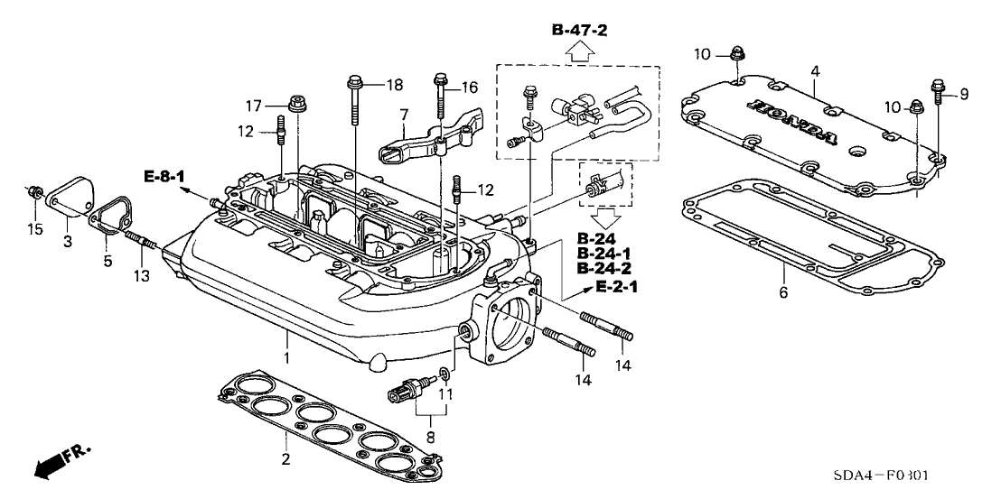 2005 Honda Accord 4 Door Ex (v6) Ka 5at Intake Manifold (v6)