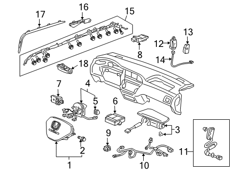 77930-S9V-A11 - Genuine Honda Sensor Assy., FR. Crash