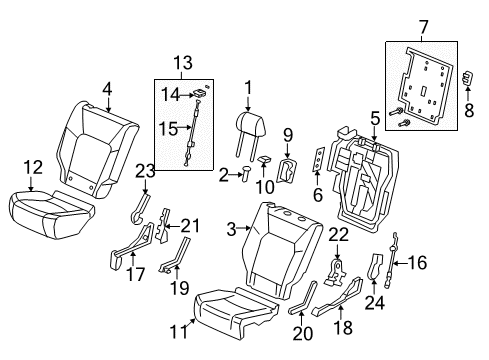 2022 Honda Pilot Second Row Seats Diagram 1