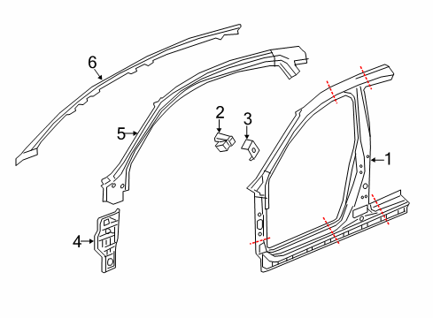 2022 Honda Insight Aperture Panel, Hinge Pillar Diagram