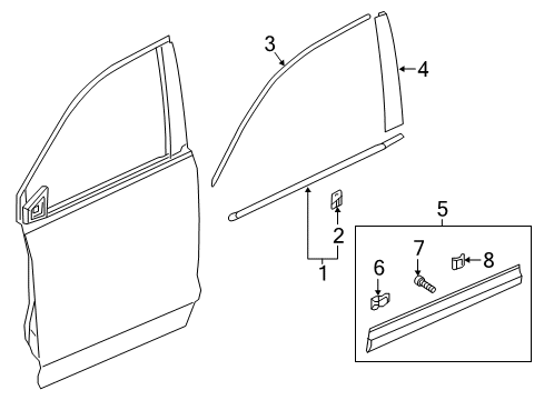 2023 Honda Ridgeline Exterior Trim - Front Door Diagram