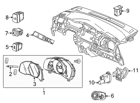 2022 Honda HR-V Cluster & Switches, Instrument Panel Diagram 2