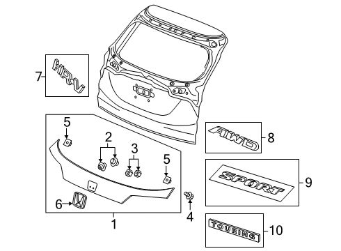 2022 Honda HR-V Exterior Trim - Lift Gate Diagram