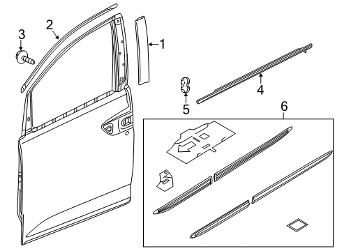 2023 Honda Odyssey Exterior Trim - Front Door Diagram