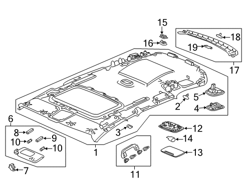 2022 Honda CR-V Hybrid Interior Trim - Roof Diagram