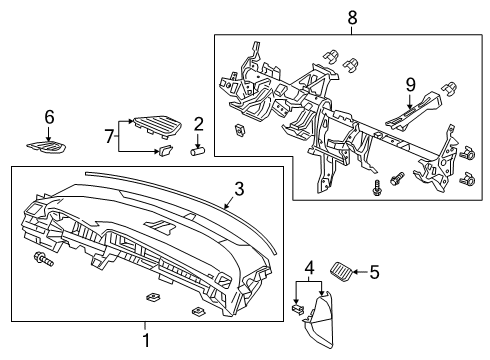 2022 Honda Insight Cluster & Switches, Instrument Panel Diagram 1