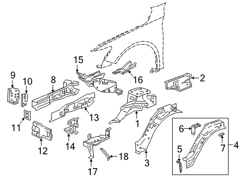 2022 Honda Accord Hybrid Structural Components & Rails Diagram