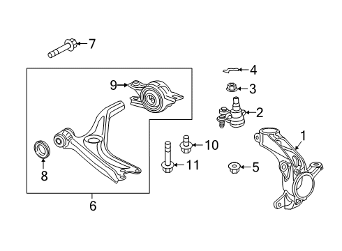 2022 Honda Insight Front Suspension Components, Lower Control Arm, Stabilizer Bar Diagram 2