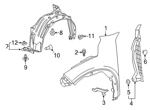 2022 Honda HR-V Fender & Components Diagram