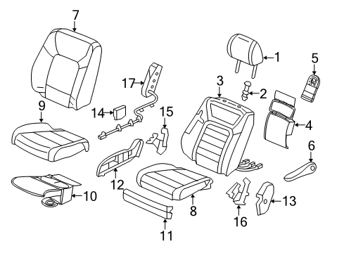 2022 Honda Pilot Passenger Seat Components Diagram 1