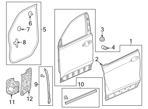 2023 Honda Pilot PANEL, R- FR- DOOR Diagram for 67010-T90-A00ZZ